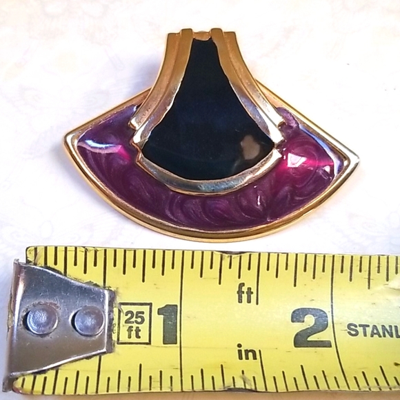 Vintage 1960s Purple Enamel and Gold  Tone Metal Post Back Earrings - Picture 9 of 11